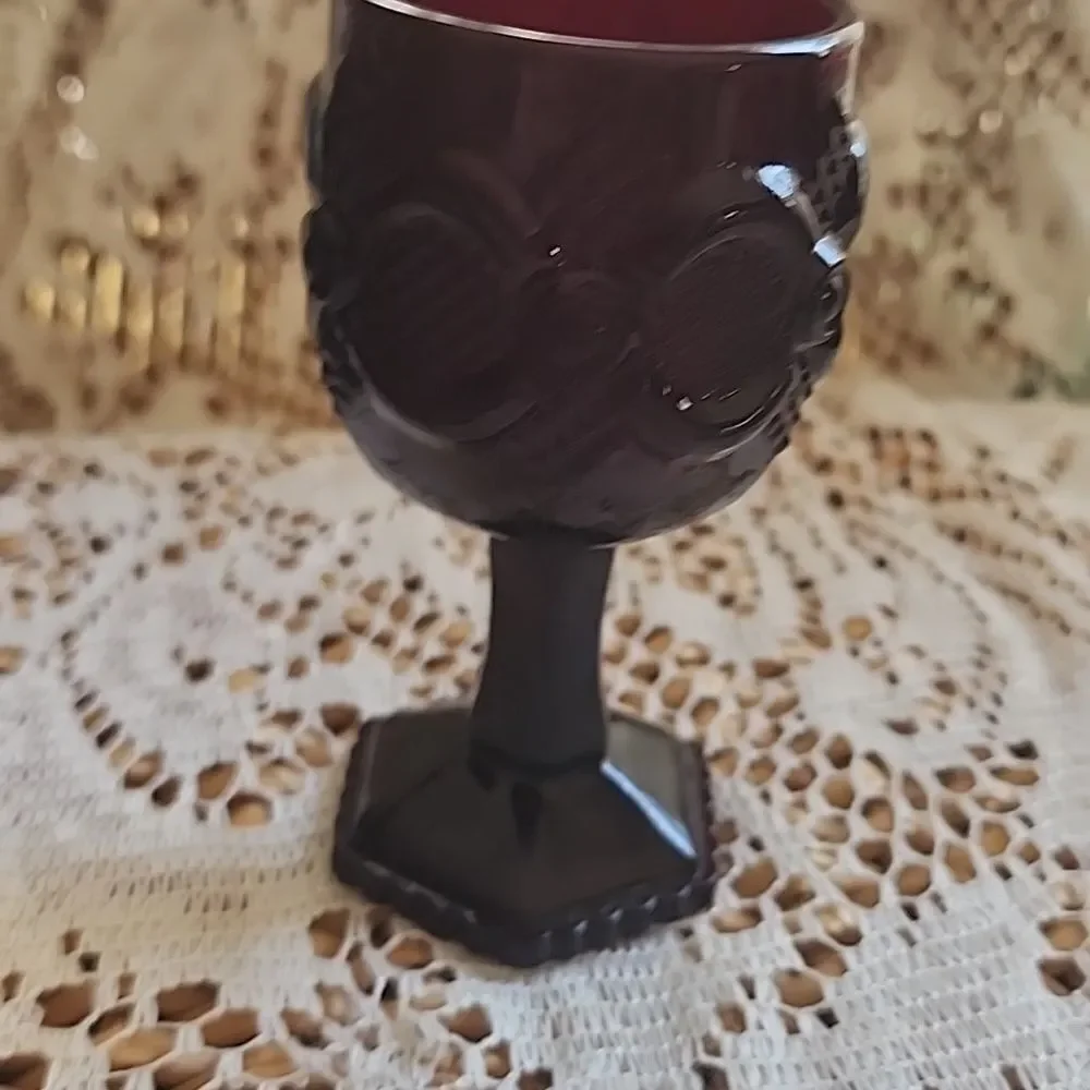 Avon 1876 Ruby Red Cape Cod Pressed Glass Wine Glass